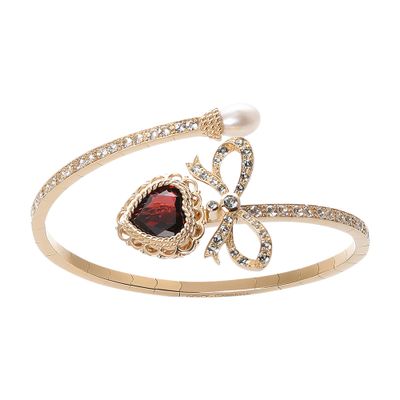 Dolce & Gabbana Heart Yellow Gold Bracelet With Heart, Bow And Pearl In Gold