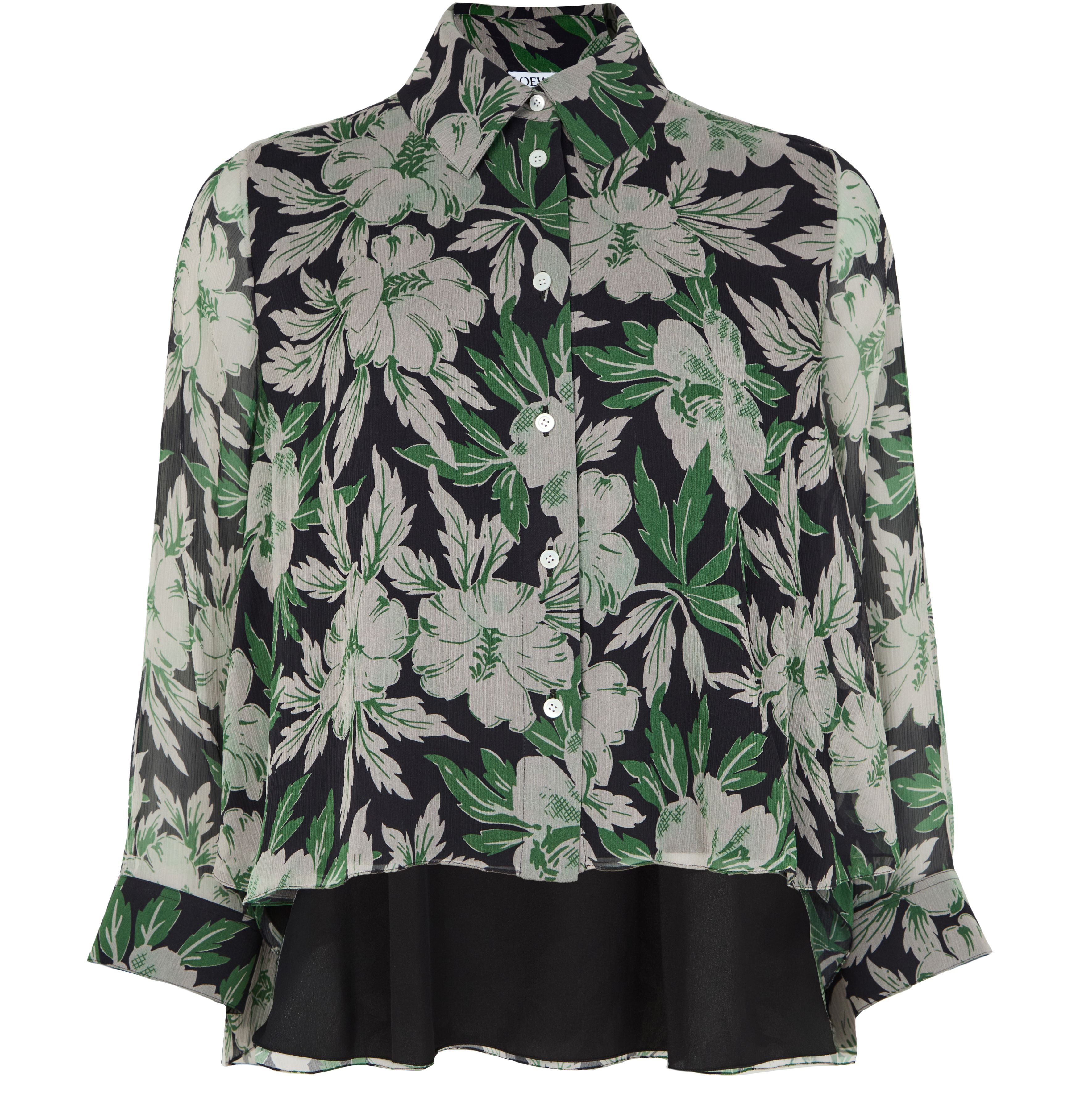 Floral print silk shirt