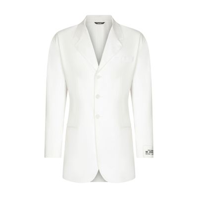 Shop Dolce & Gabbana Stretch Cotton Gabardine Jacket In Optical White