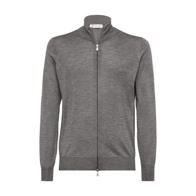 Brunello Cucinelli Cashmere-silk Cardigan In Grey