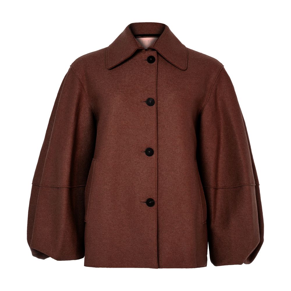 Puff-sleeved jacket in pressed wool thumbnail 7