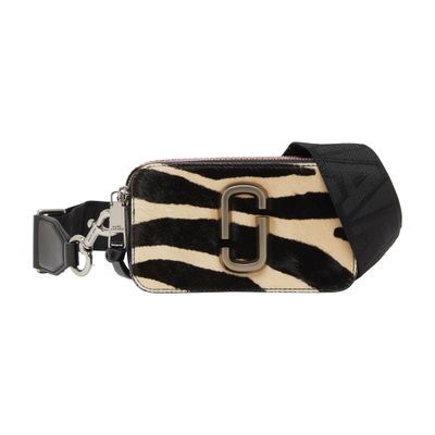 Shop Marc Jacobs The Snapshot Zebra Haircalf Bag In Black
