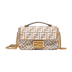 Fendi Baguette Nappa Leather Midi Chain Shoulder Bag