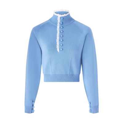 Chloé Button-neck Sweater In Blue