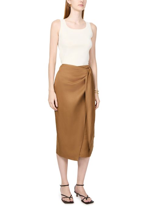MAX MARA Tequila linen silk draped midi skirt