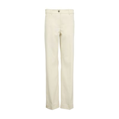 Moncler Womens Straight-leg Cotton-twill Trousers Cream In Off-white