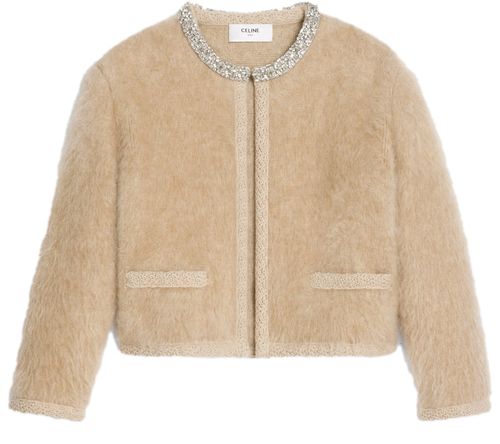 CELINE Embroidered cardigan in brushed mohair