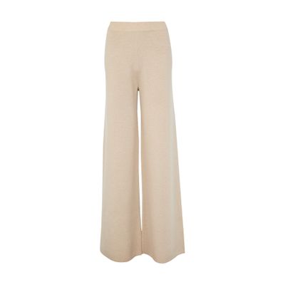Max Mara Wool-cashmere Wide-leg Knitted Trousers In Neutral