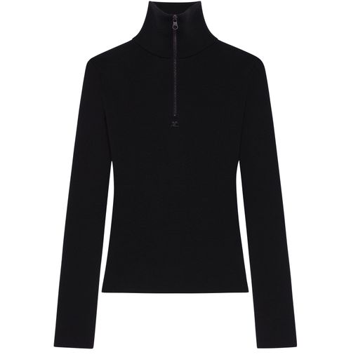 COURREGES Zipped mockneck sweater