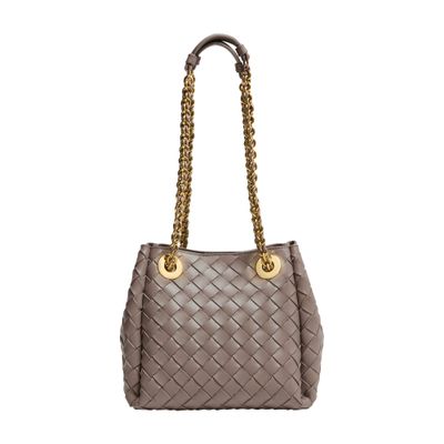 Bottega Veneta Parachute Small Bag With Chain In Gray