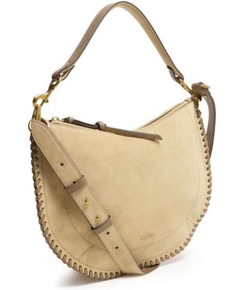 ISABEL MARANT Sac en cuir velours à bordure tressée Oskan Soft Zip