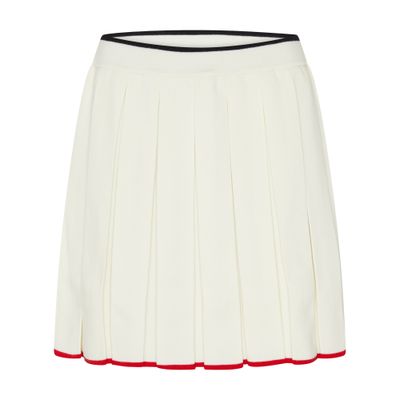 Thom Browne Needle Stitch Wool Pleated Mini Skirt In White