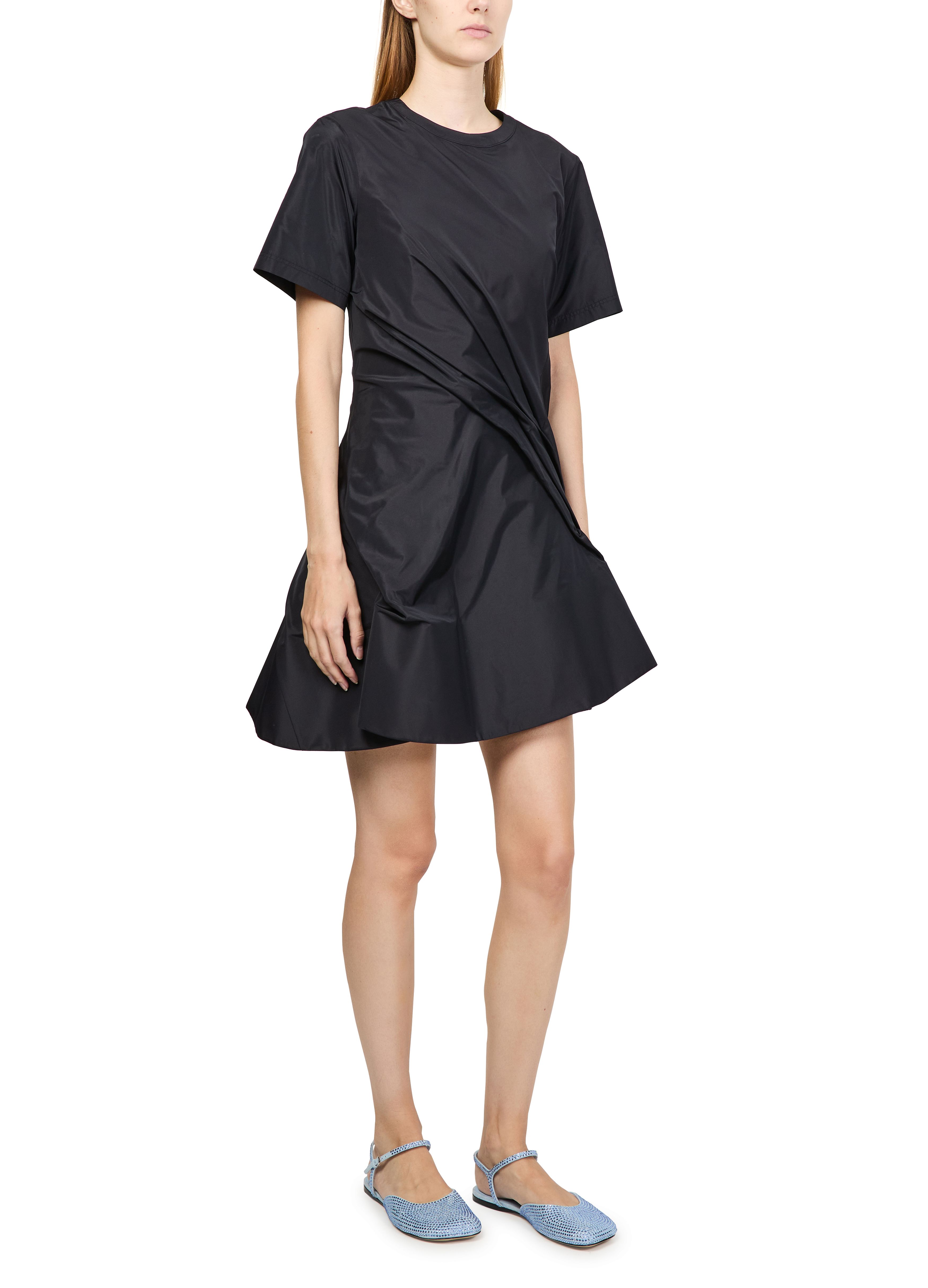 Twisted dress in silk blend taffeta thumbnail 6