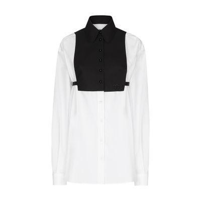 Dolce & Gabbana Cotton Shirt With Contrasting Shirt Front In White