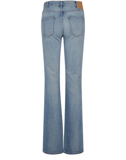 CELINE Flared serge jeans in steel blue wash denim
