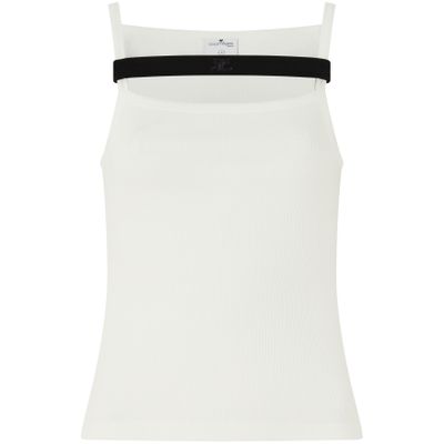 Courrèges 90s-style Vest Top With Ribbed Spaghetti Straps In White
