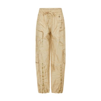 Acne Studios Frayed Trompe L'œil Printed Linen And Cotton-blend Wide-leg Pants In Beige