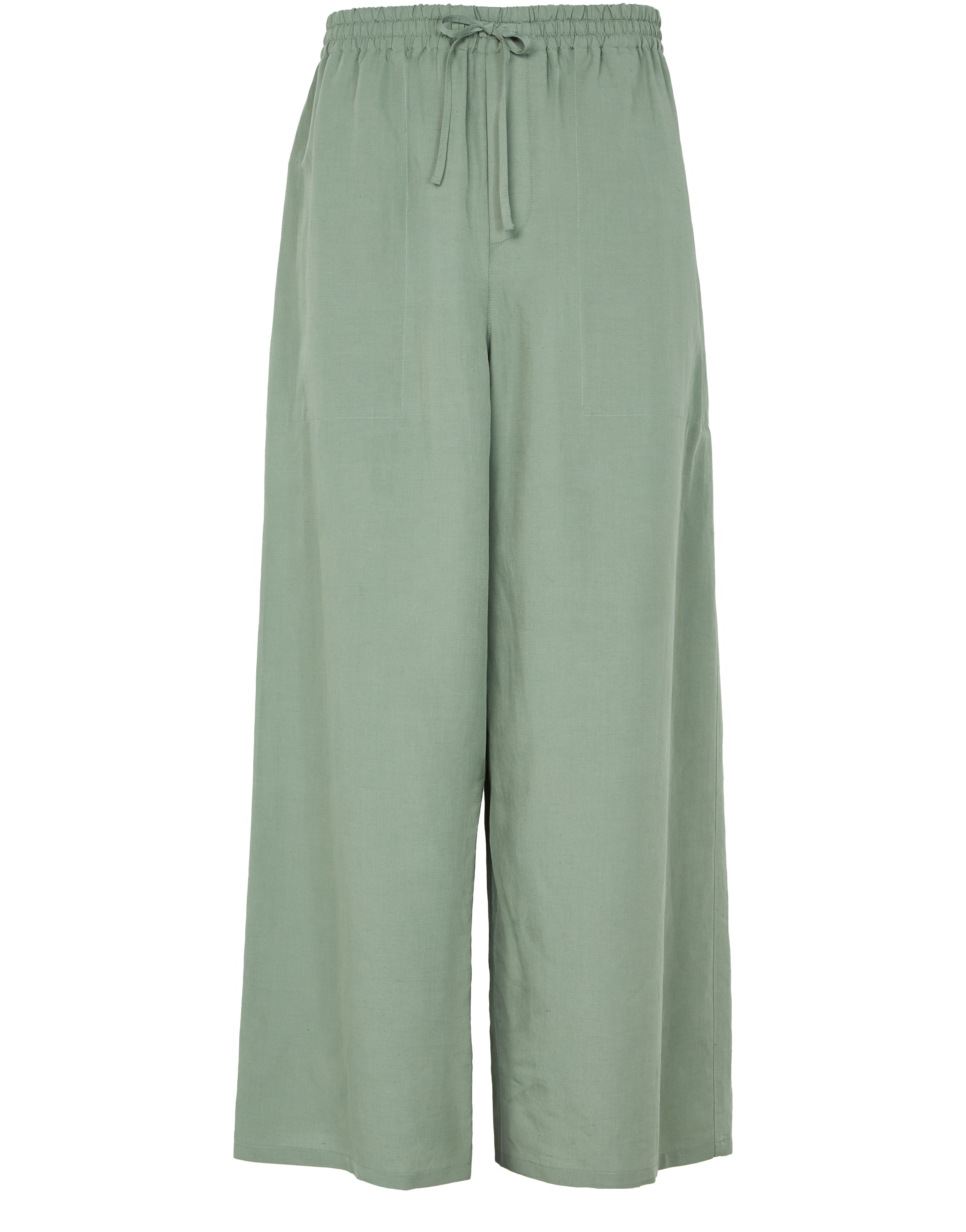 Cropped viscose and linen pants