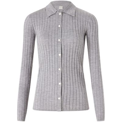 Totême Slim-fit Ribbed Shirt In Gray