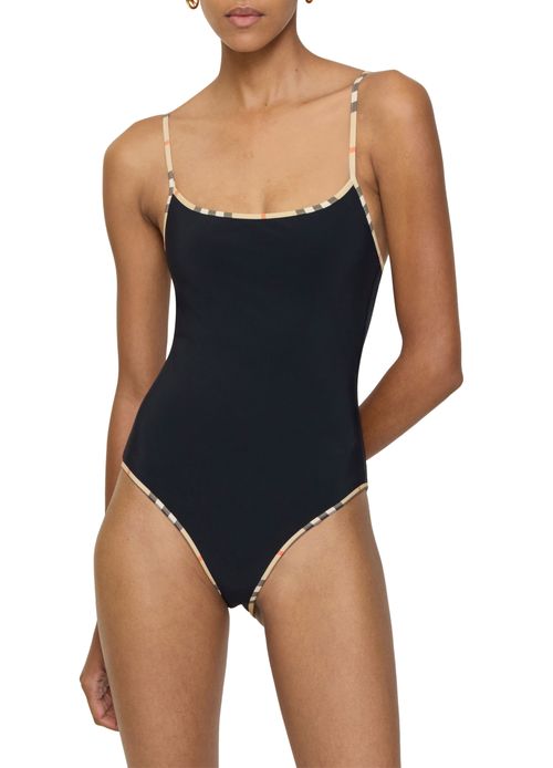 BURBERRY Check Trim Swimsuit