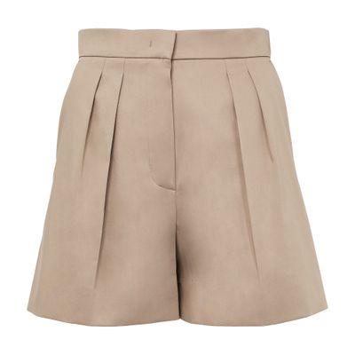 Max Mara Khaki Green Stretch Cotton Satin Mxmtabacco Shorts In Brown