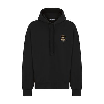 Shop Dolce & Gabbana Jersey Hoodie With Embroidery In Black