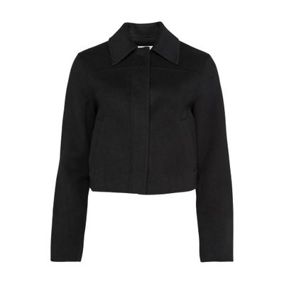 Shop Loulou Studio Zhanna Wool Short Boxy Coat In Black