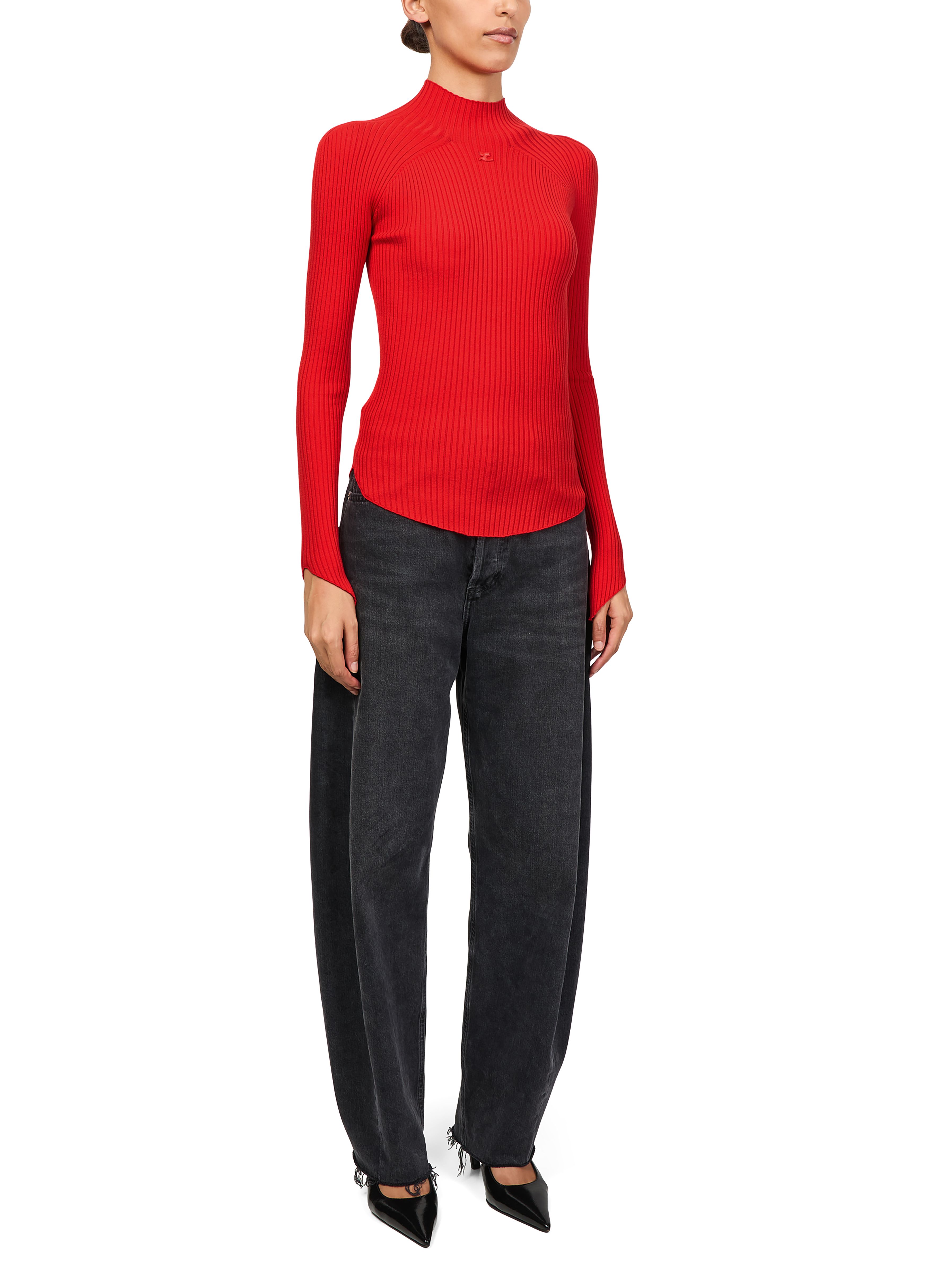 Circle rib knit mockncek sweater thumbnail 6