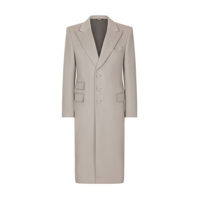 Dolce & Gabbana Single-breasted Cashmere Coat In Grey