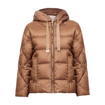 Max Mara Hooded Puffer Jacket In Brown