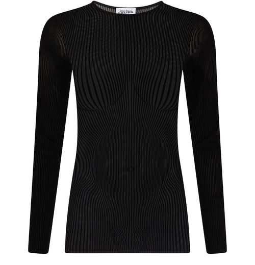 JEAN PAUL GAULTIER The Morphing Pinstripes mesh long sleeves top