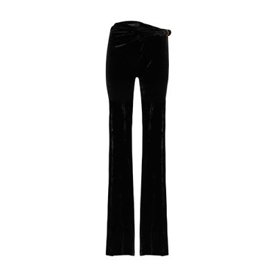 Versace Knotted Stretch Velour Flared Pants In Nero