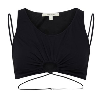 Nensi Dojaka Keyhole Crop Tank Top In Black