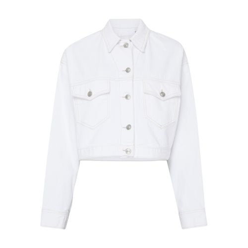 Isabel Marant Tadia Cropped Denim Jacket In White