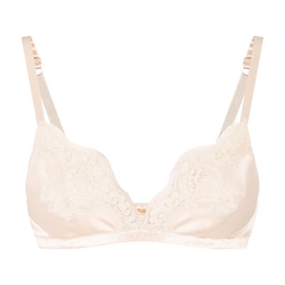 DOLCE & GABBANA SOFT-CUP SATIN BRA WITH LACE DETAILING