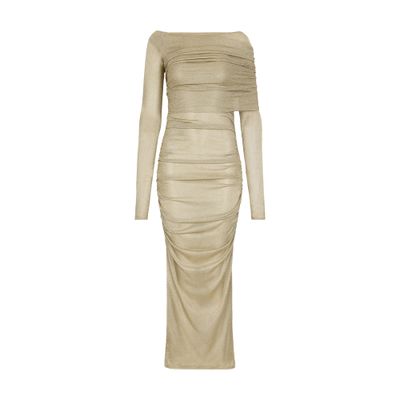 Shop Dolce & Gabbana Midi Dress In Lurex Knit In Gold