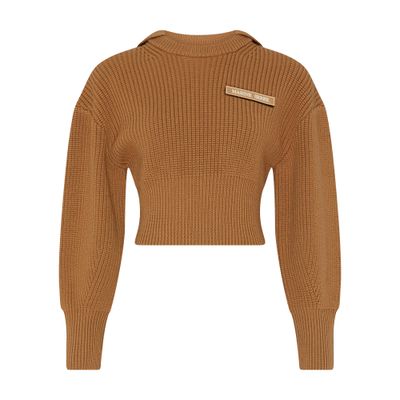 Marine Serre Half Cardigan Knit Sailor Sweater In Beige