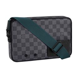 LOUIS VUITTON Alpha Damier Graphite Canvas Pouch Clutch Bag Black