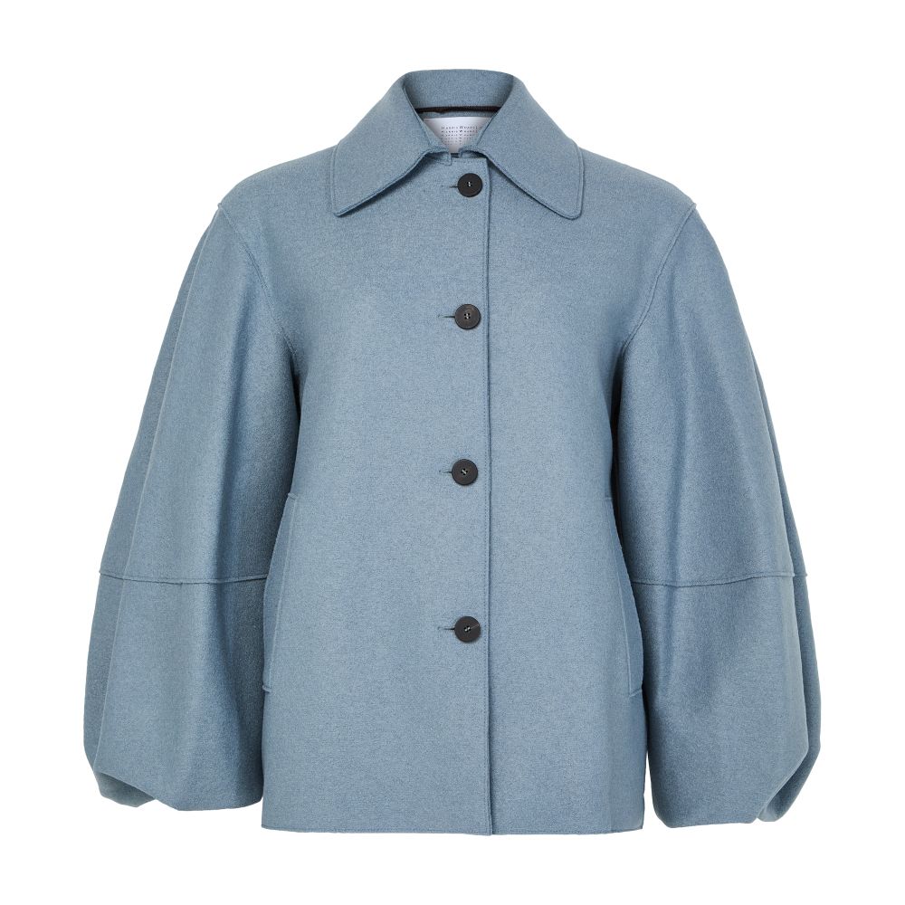 Puff-sleeved jacket in pressed wool thumbnail 7