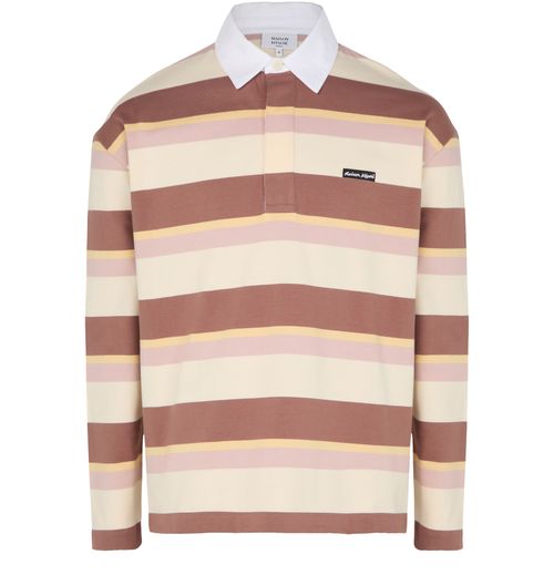 MAISON KITSUNE Gestreiftes Oversize-Poloshirt mit langen Ärmeln