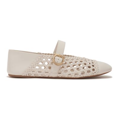 Ferragamo Nena W Ballerina Flats In White