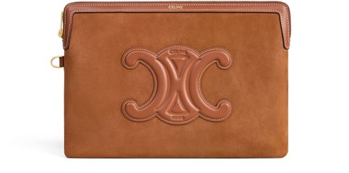 CELINE Small pouch with strap cuir Triomphe in nubuck calfskin