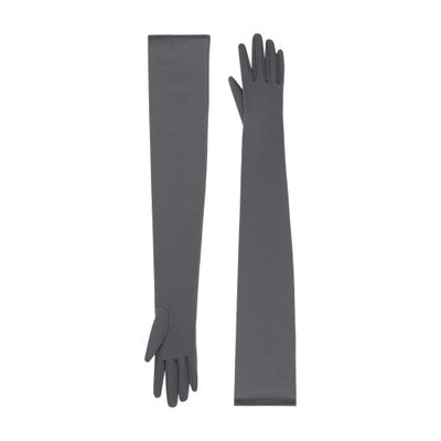 Shop Dolce & Gabbana Long Stretch Jersey Gloves In Grey