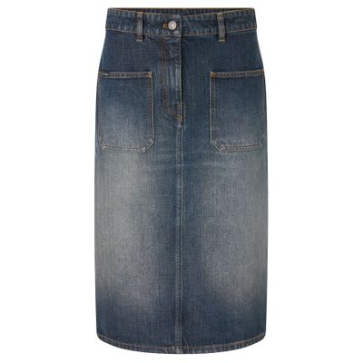 Courrèges Denim Midi Skirt In Blue