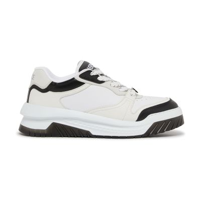 Versace White And Black Sneaker With Inserts And Chunky Sole In Leather Man In Multicolor