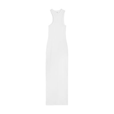 Axel Arigato Asymmetric Ribbed Midi Dress In White