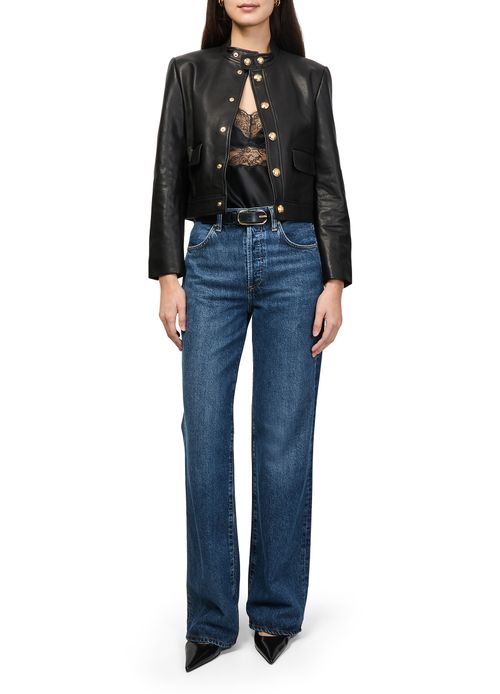 NILI LOTAN Hadley cropped leather jacket