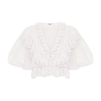 Chloé Blouse With Frilled Short Sleeves In White