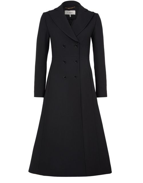 CHLOE Long belted coat in polyester