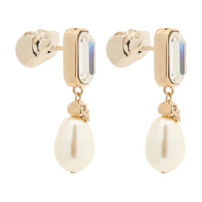 Alexander Mcqueen Skull Crystal Earrings In Metallic